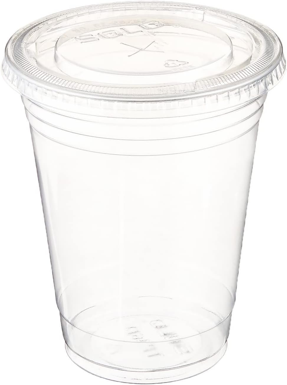 Clear Plastic Disposable Cups for Iced Coffee Bubble Boba Tea Smoothie, 16 oz, 50 Sets with Flat Lids