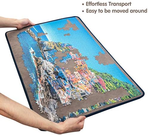 Tektalk Jigsaw Puzzle Board Portable Puzzle Mat with Dustproof Cover for Puzzle Storage Saver, Non-Slip Surface, Up to 1000 Pieces (Gray)