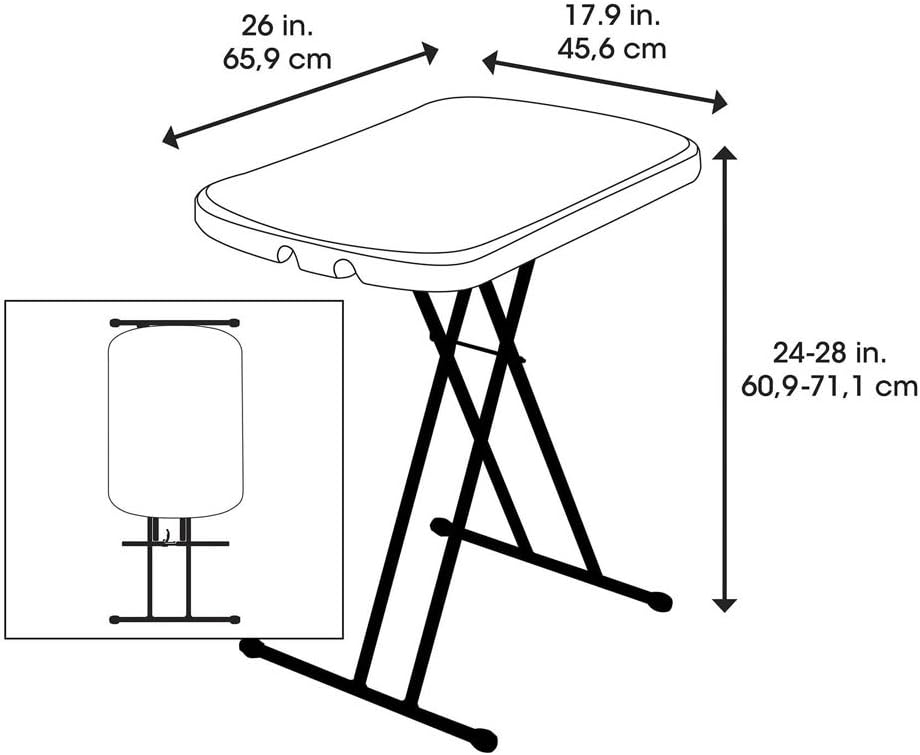 LIFETIME 80251 Adjustable Folding Laptop Table TV Tray, 26 Inch, White Granite