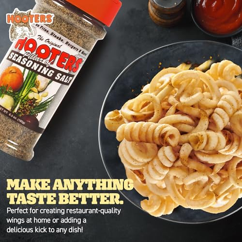 The Original Hooters Seasoning Salt - Onion & Garlic Flavored All Purpose Blend for Meat, Fries, Burger, Seafood, Beef, Salad, Chicken Seasoning - 147 Servings - 6.5 oz