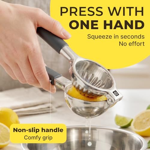 Large Lemon Squeezer Stainless Steel Press - Non-Slip Grip, Heavy Duty, Manual Design - Effortless Pro-Grade Lemon, Lime, Orange