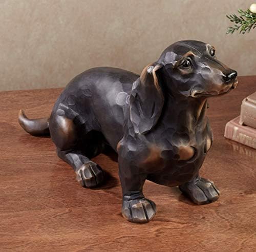 Touch of Class Morning Walk Dachshund Table Sculpture - Resin - Black, Grown - Weiner Dog Statue for Bedroom, Living Room, Office, Garden, Patio