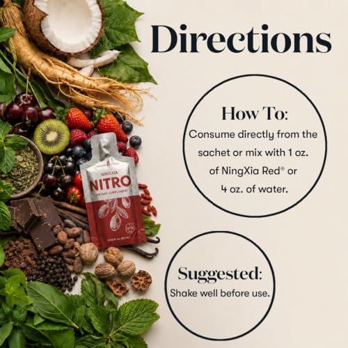 Young Living NingXia Nitro | 1 Pack (14 Sachets) | Energizing Wolfberry Drink with Green Tea & Korean Ginseng | Supports Focus
