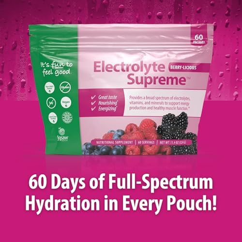 Jigsaw Health Electrolyte Supreme | Broad Spectrum of Electrolytes + Trace Minerals | Berry-Licious Flavor | 60 Servings (Packets)