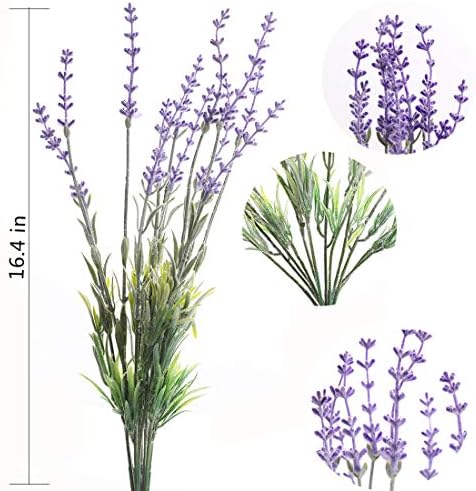 Artificial Lavender Flowers with Silk Flocked Fake Lavender Plant for Wedding Home Table Centerpiece Decor-Pack of 4