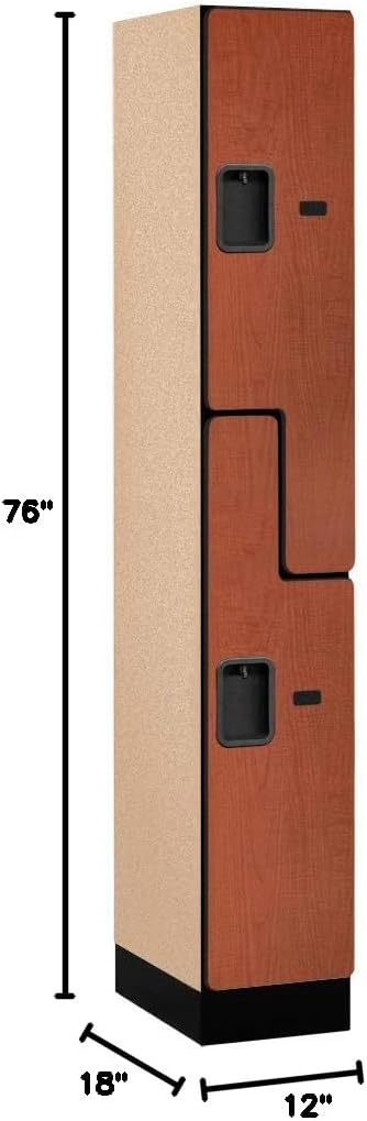 Salsbury Industries 2-Tier S-Style Designer Wood Locker with One Wide Storage Unit, 6-Feet High by 18-Inch Deep, Mahogany
