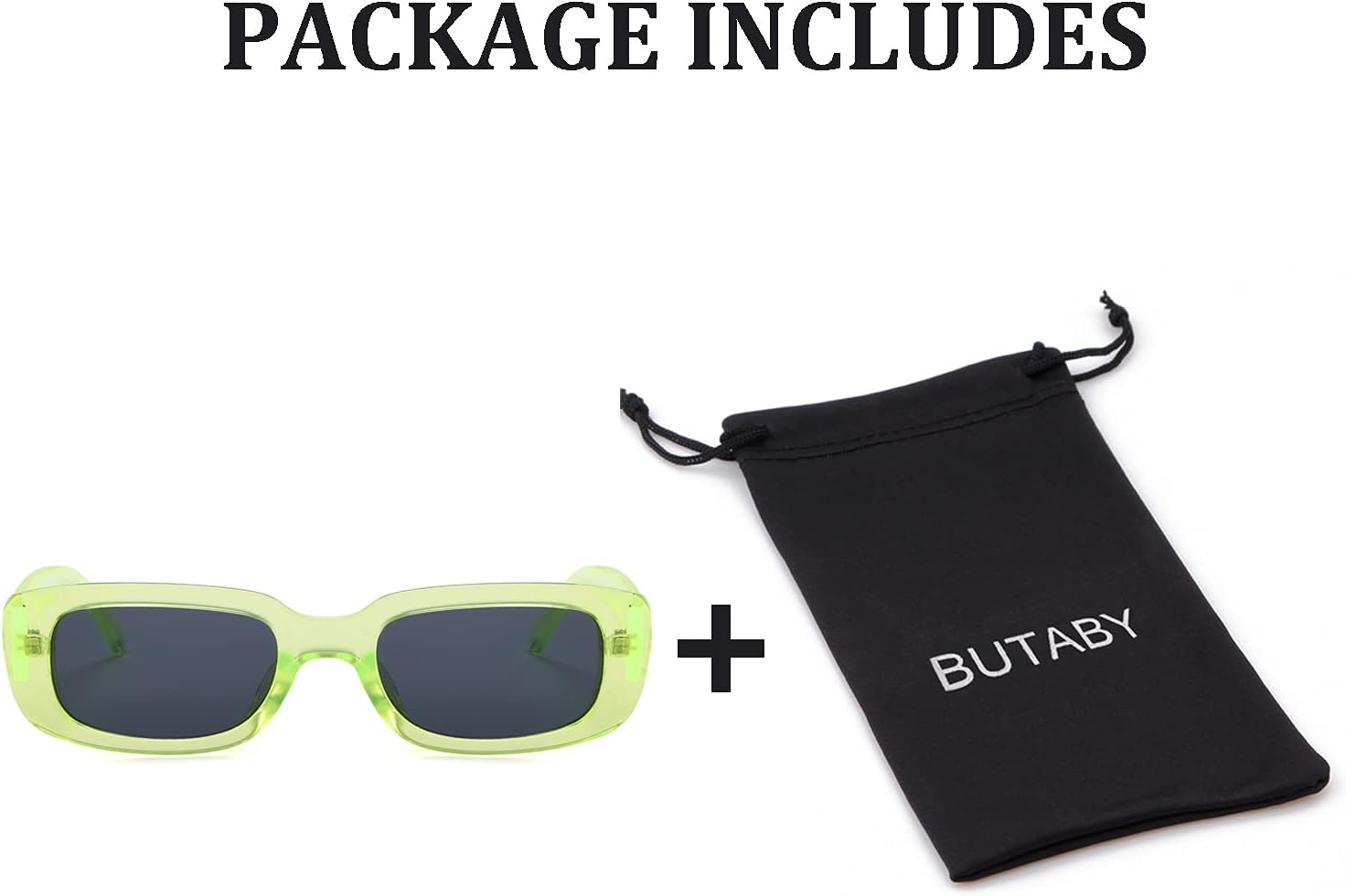 BUTABY Rectangle Sunglasses for Women Retro Driving Glasses 90’s Vintage Fashion Narrow Square Frame UV400 Protection