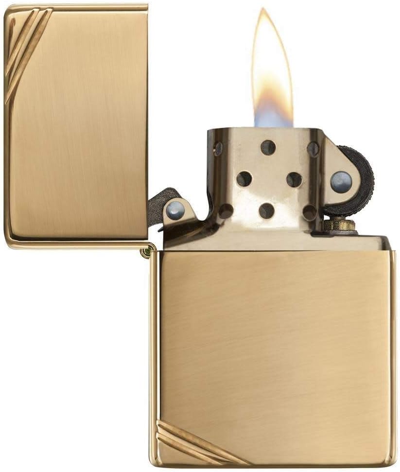 Zippo Vintage High Polish Brass Pocket Lighter with Slashes Pocket Lighter | Ideal gift for Birthdays, Father's Day, Christmas, Valentine's Day