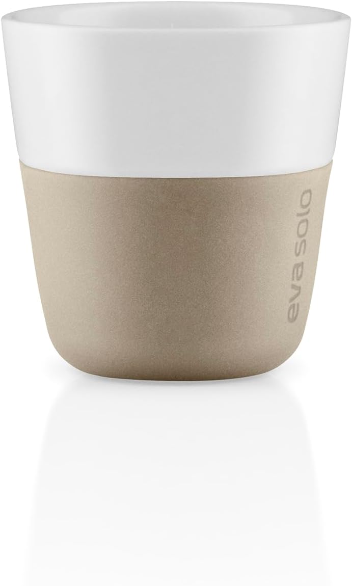 Eva Solo | 2 Lungo Tumbler Mugs | 8 oz Porcelain Coffee Cup Tumblers with Silicone-coated Grip | Danish Design, Functionality & Quality | Black