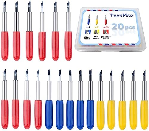 THANMAO 20 Pcs Replacement Blades Compatible with Explore Air 2/Air 3/Explore 4/Maker/Maker 3/Maker 4 Cutting Machines（5 Fine-Point Blades, 10 Standard Blades and 5 Deep Cutting Blades）