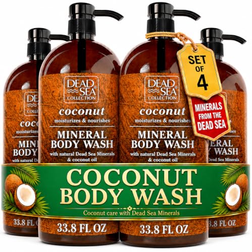 Dead Sea Collection Coconut Body Wash for Women and Men - with Pure Dead Sea Minerals and Coconut Oil - Cleanses and Moisturizes Skin - Pack of 2 (67.6 fl. oz)