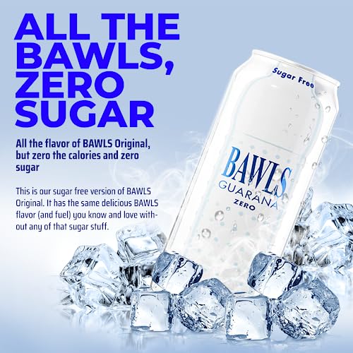 BAWLS Guarana Zero - High Energy Caffeinated Soda, 16oz 12 Pack Cans