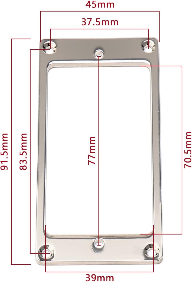 Metallic 2-Pack Humbucker Pickup Rings | Flat Mounting Frame for Electric Guitar, Chromium-plated Iron, Chrome Bridge Neck Pickup Covers Replacement Part