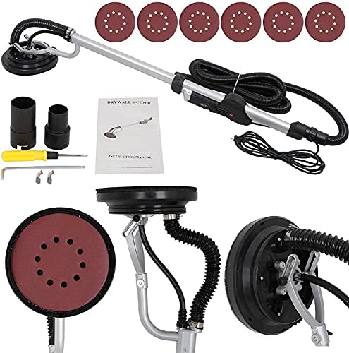 F2C Electric Drywall Sander 800w Adjustable Variable 6 Speed Disc Sander w/ 6 Sand Pads, 1000-2000RPM