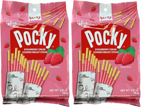 Glico Pocky, Chocolate Cream Covered Biscuit Sticks (9 Individual Bags), 4.13 oz