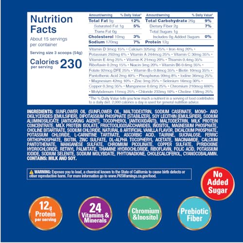 Ready-to-Mix Nutritionally Complete Powder – No Added Sugar, Gluten Free, Vanilla Flavor, 400g (7 Servings)