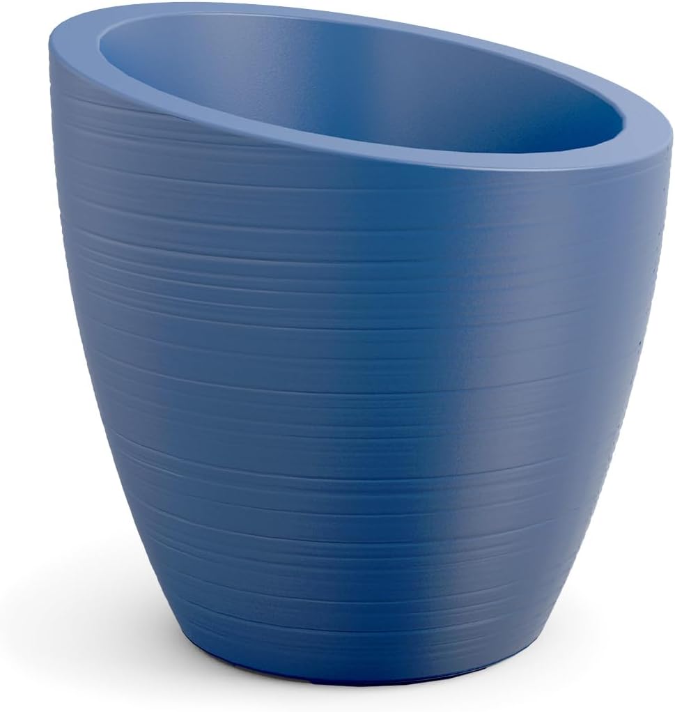Mayne Modesto 20in Round Modern Planter, Neptune Blue | All season, Indoor/Outdoor, Double-wall design, Fade resistant, 15-year warranty