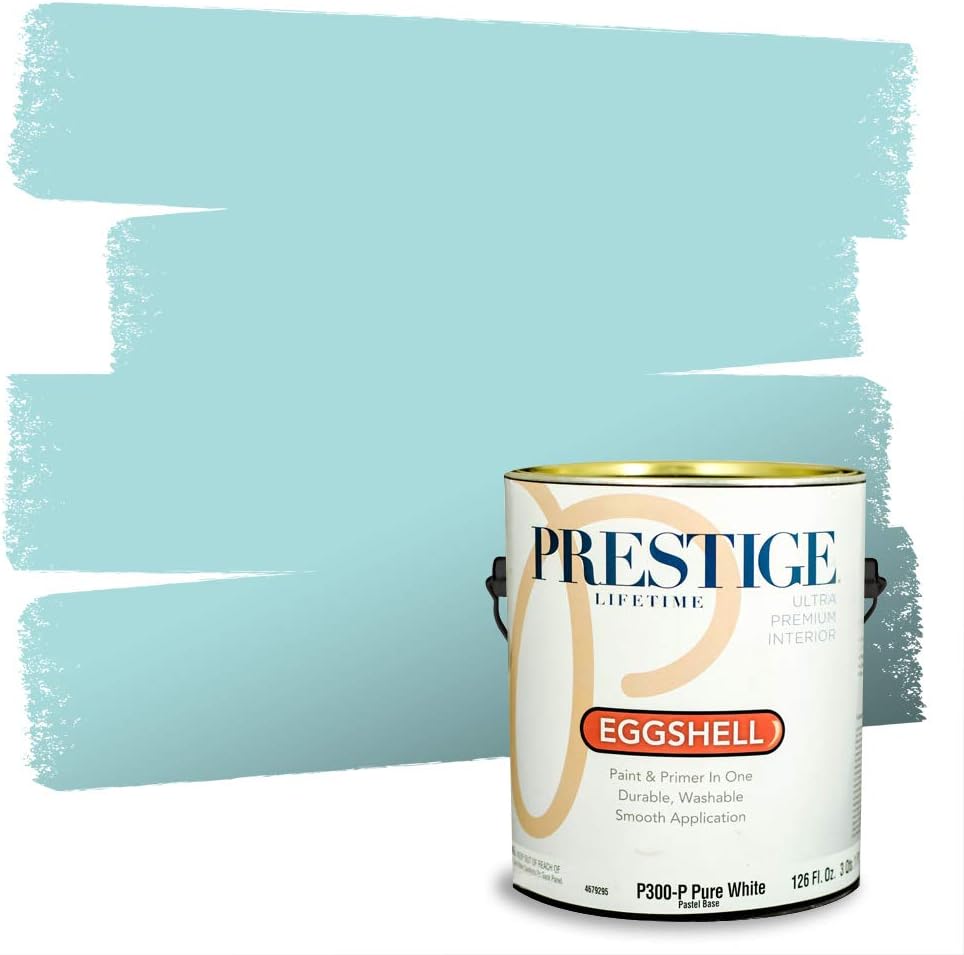 PRESTIGE Paints Exterior Paint and Primer In One, 1-Gallon, Satin, Comparable Match of Sherwin Williams* Blue Nile*