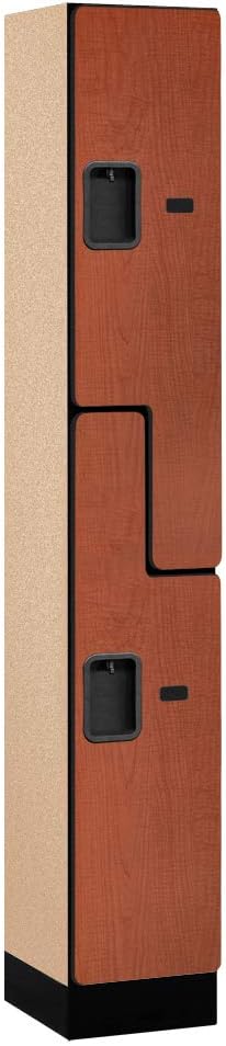 Salsbury Industries Double Tier 'S' Style Designer Wood Locker, Mahogany, 5' 3" x 15"
