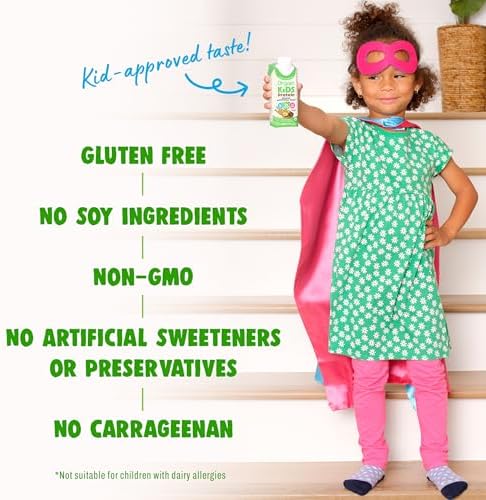 Orgain Organic Kids Dairy 8g Protein Shake, Chocolate, 8.25 oz, 4pk | Nutritional drink, grass-fed protein, 22 vitamins & minerals, 3g fiber, non-GMO, no soy, healthy snack for picky eaters