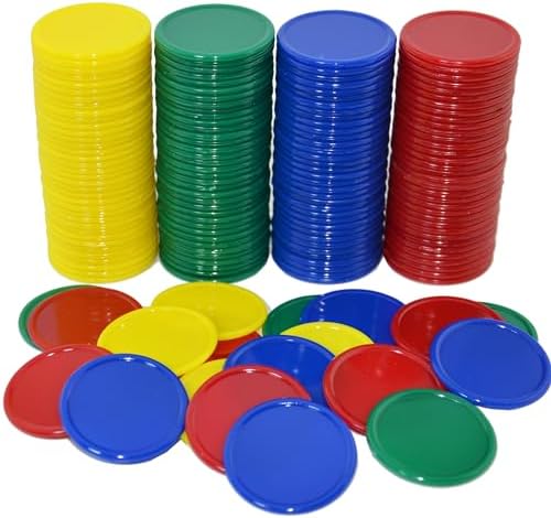 Smartdealspro Set of 160 Opaque 1 1/2 Inch Plastic Counting Counters Poker Chips with Box for Casino Card Games (160pcs 4 Color with Box)
