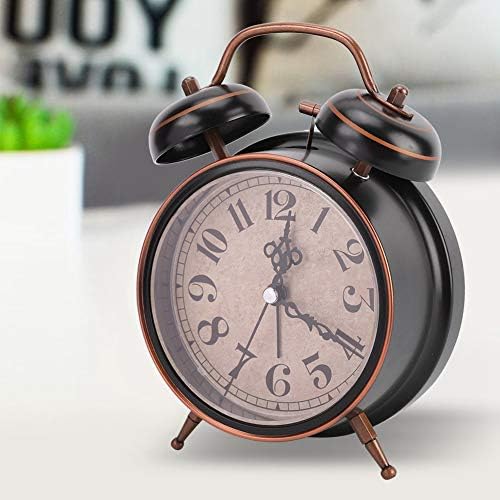 Boquite Old Fashioned Alarm Clock, Retro Mechanical Alarm Clock with Night Light (Black)