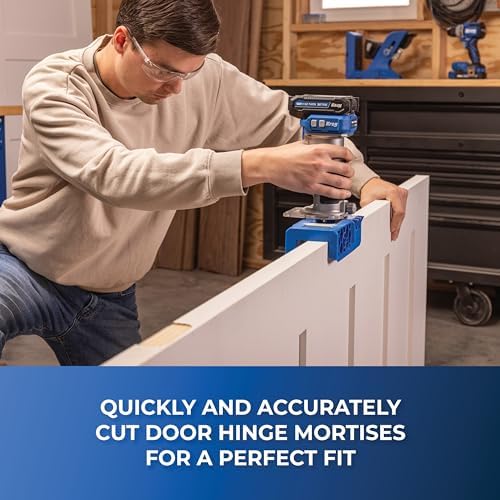Kreg Door Hinge Routing Jig - Adjustable Jig with Router Bit Depth Guide for Precise Mortises - Professional Door Hinge Installation Tool for