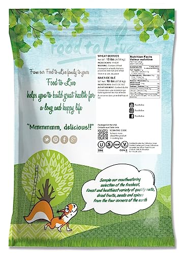 Food to Live Hard Red Wheat Berries, 3 Pounds – Sprouting for Wheatgrass, Kosher, Raw, Vegan, Bulk