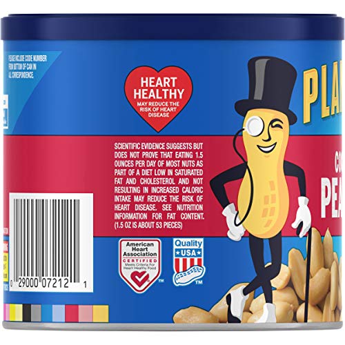 PLANTERS Salted Peanuts, Plant Based Protein Snacks, 12 Oz (1 Ct) | Roasted Salted Nuts. Resealable Canister. Snacks for Adults. Party Mix, Party Snacks