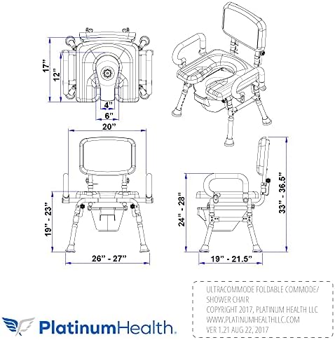 UltraCommode Shower Chair for Elderly and Disabled, Foldable Commode | Sit Securely While Bathing - Blue, padded seat, adjustable height
