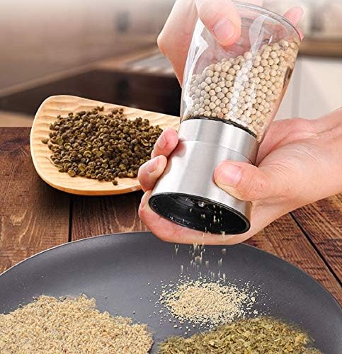 LessMo Salt and Pepper Grinder Set with Wooden Standing Tray