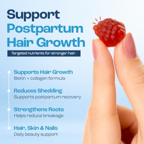 Baby Blues Postpartum Hair Loss Vitamins & Gummies for Women, Biotin & Collagen for Hair Growth Support, Thinning Hair Support