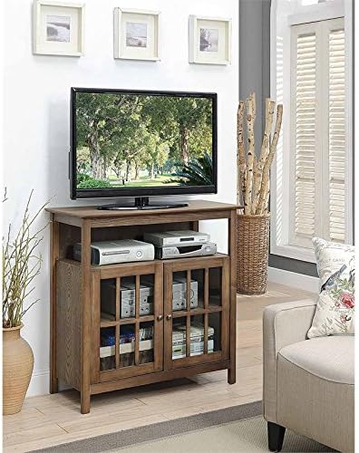 Convenience Concepts Big Sur Highboy TV Stand with Storage Cabinets and Shelves in White Finish