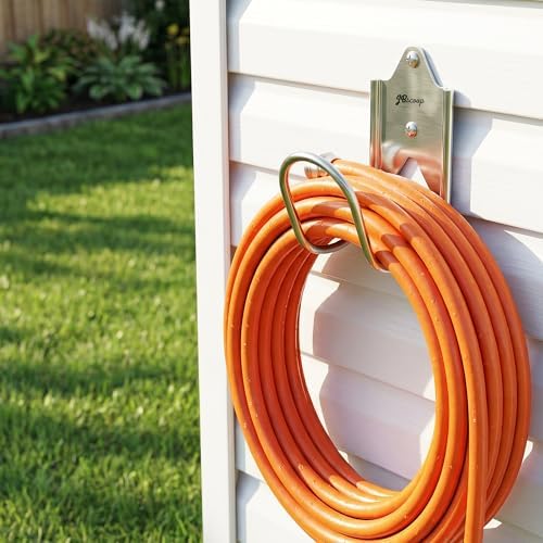 JBscoop Garden Hose Holder, Garden Hose Hanger Wall Mount for Water Hose, Extension Cords, Air Compressor Hose, Heavy Duty & Rust Proof Set of 1