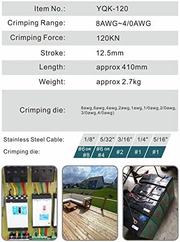Portable Hydraulic Crimping Tool Range 8 AWG to 4/0 AWG for Cable lugs Quick Hydraulic Pliers with 9 Pairs Crimping Dies
