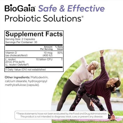 BioGaia Osfortis, Women’s Probiotic for Strong Bones, Immune Balance & GI Wellness, Contains L. reuteri 6475, 60 Capsules, 1 Pack