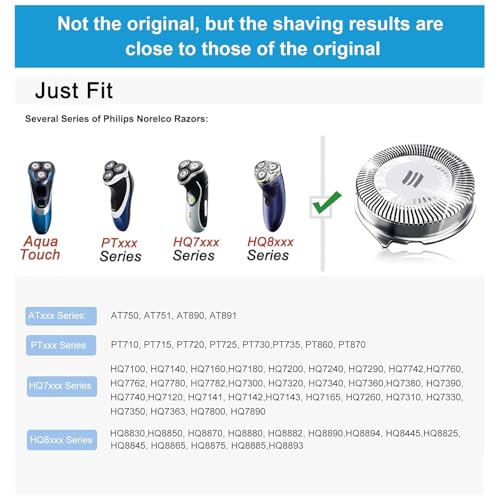 HQ8 Replacement Heads Compatible With Philips Norelco Aquatec Shaver