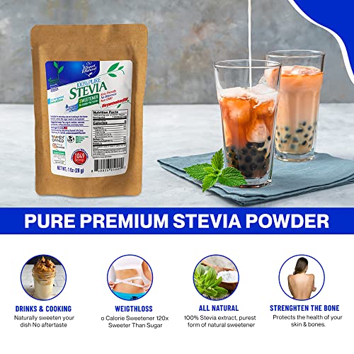Stevia Powder 100% Pure, No Artificial Sweetener, Stevia Green Leaf Extract | Zero Calorie & Keto Friendly (0.6 Ounces)