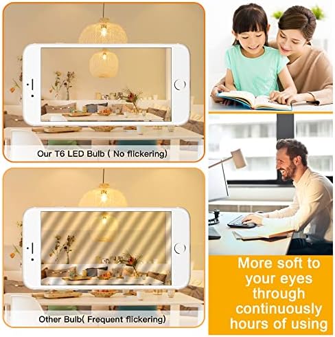 12 Pack E12 LED Edison Bulbs, 4W Dimmable T6, 2700K Warm White | Equal 40W, Dimmable T6 T25 LED Bulb, 420lm, No flicker, Candelabra light bulb for Chandelier, Ceiling Fan, Not E26 Base