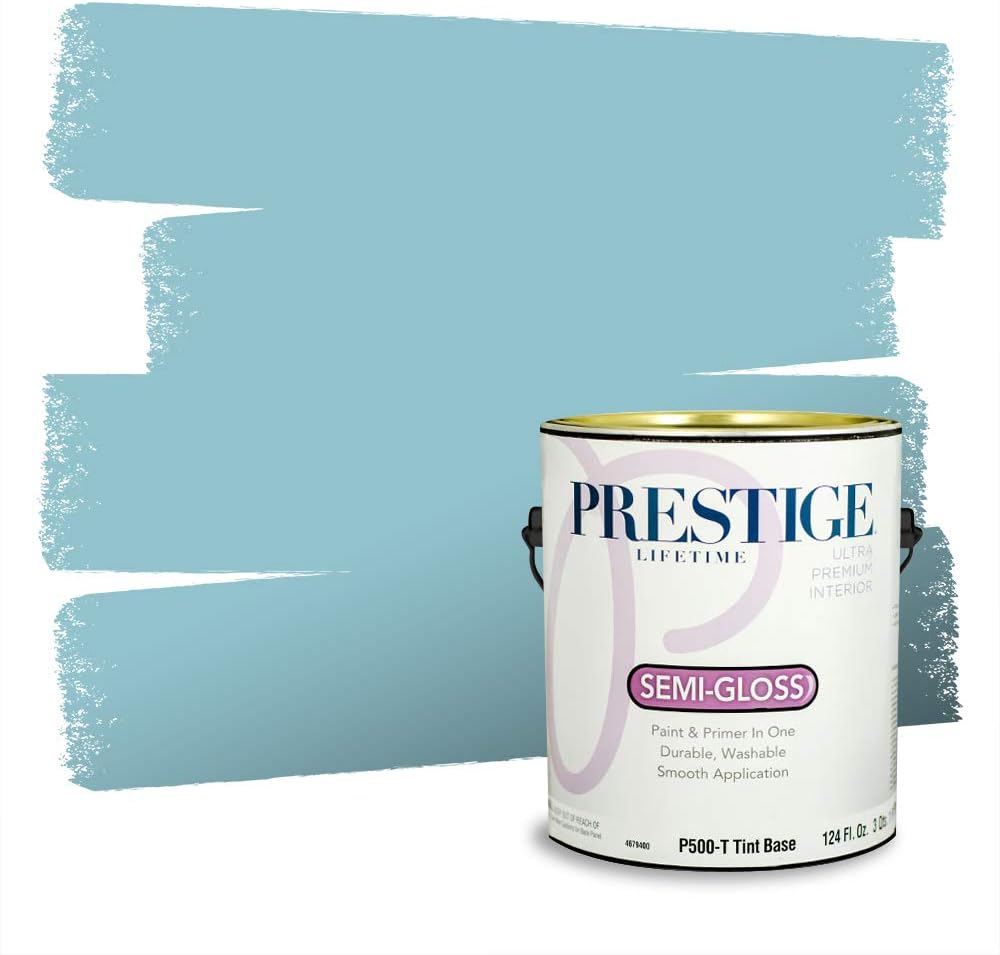 PRESTIGE Paints Exterior Paint and Primer In One, 1-Gallon, Semi-Gloss, Comparable Match of Behr* Intercoastal Gray*