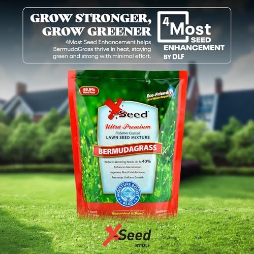 X-Seed Moisture Boost Plus Bermuda Grass Seed for Lawn, Grows Thick in Full Sunlight, Drought & Heat Tolerant, Uses Less Water Than Other Grasses