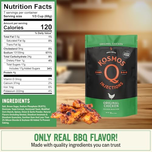 Kosmos Q Reserve Blend Brisket Injection, Premium Beef BBQ Marinade for Tender & Juicy Brisket, Phosphate-Enhanced for Moisture Retention, Competition-Grade Seasoning, Gluten Free, 16 Oz Jar