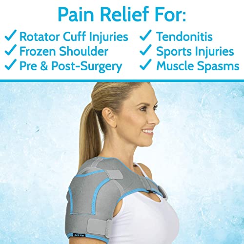 Arctic Flex Shoulder Ice Pack Brace - Rotator Cuff Cold Gel Wrap Therapy | Heat or Cooling Support Immobilizer with Compression Stability for