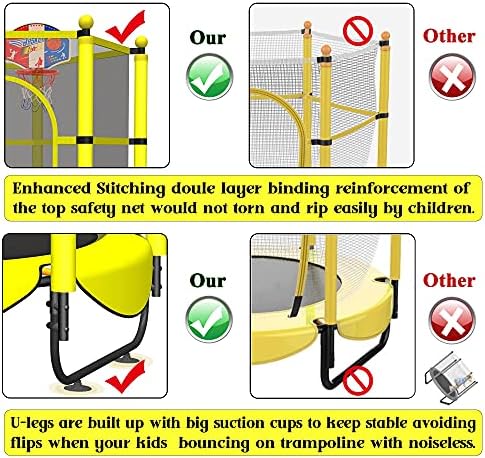 VGMiu 60" Trampoline for Kids, Toddler Trampoline Indoor with Net, Age 3-8