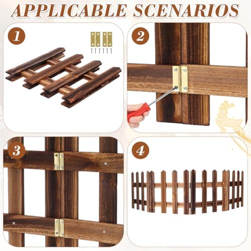 DOITOOL White Picket Fence Garden Border, Wood Decorative Garden Fence Animal Barrier Landscape Fencing Border for Dogs, Flower Bed