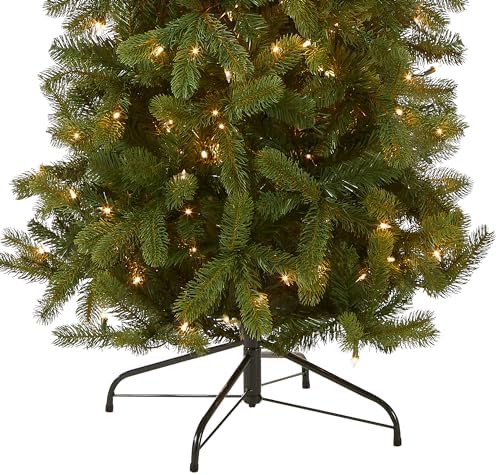 National Tree Company 7.5ft Pre-Lit Downswept Douglas Fir Christmas Tree | Slim, 350 Clear Lights, 796 Tips, Includes Stand, Green