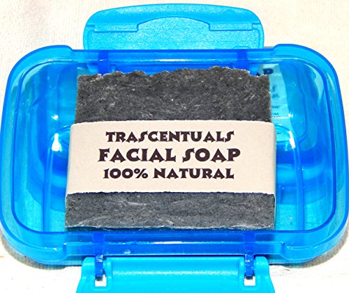 Acne Soap Natural Facial Bar Contains Tea Tree Oil Activated Charcoal Shea Butter Coconut and Olive Oil Comes With Case Chemical Free (BLUE)