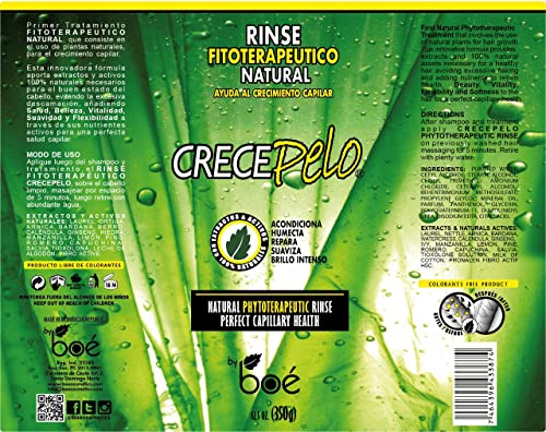 Crece Pelo Natural Hair Growth Duo – Phytotherapeutic Shampoo & Rinse Combo Set – Boosts Growth