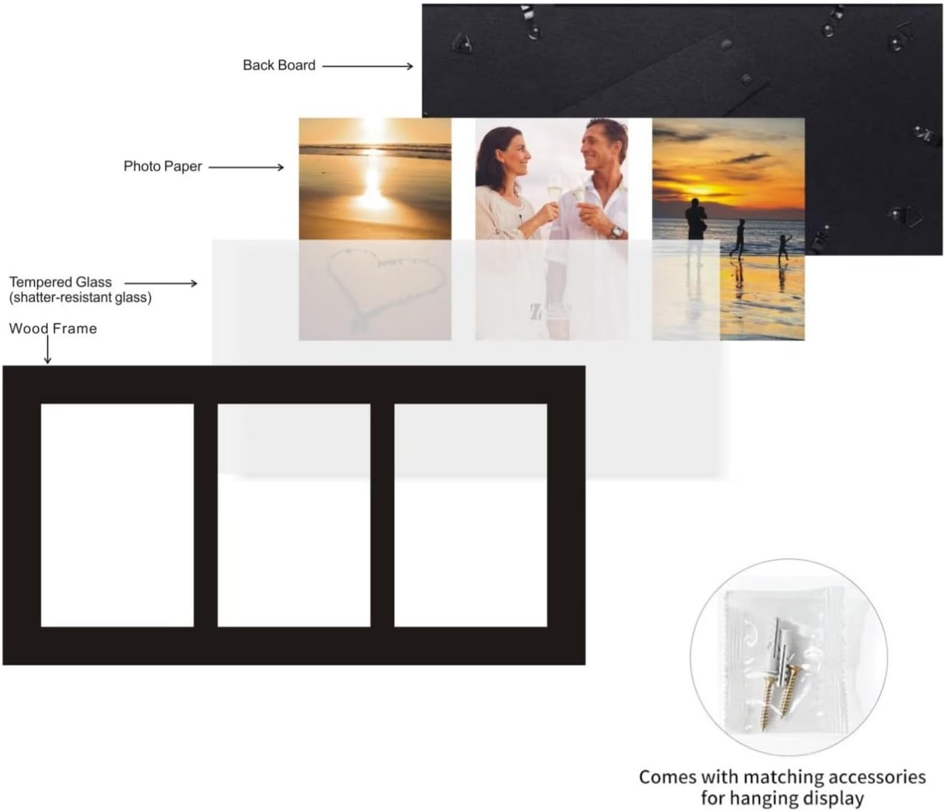 4x6 5-Opening Collage Picture Frame Black Wood