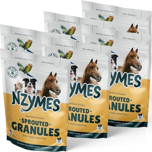 Nzymes® Sprouted Granules 2LBS for Dogs, Cats, Horses. Raw Super Food Protein and Antioxidant Nutrition. Cost Effective Food Supplement Dog Health Supplies. Supports Healthy Joints. 220 Servings. USA